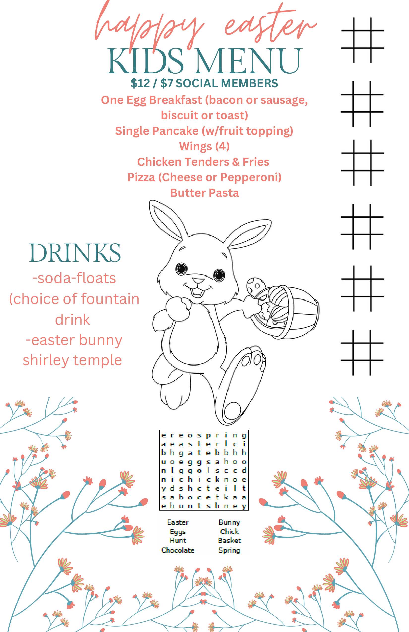 Easter Kids Menu